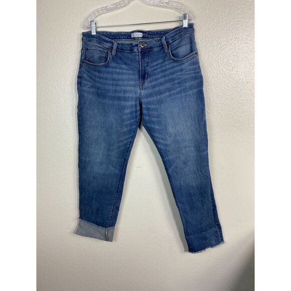 Carve Designs Womens Organic Cotton Blend Cropped Jeans size‎ 14 Blue Raw Hem - Picture 1 of 16